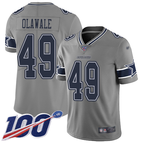 Men Dallas Cowboys Limited Gray Jamize Olawale #49 100th Season Inverted Legend NFL Jersey->nfl t-shirts->Sports Accessory